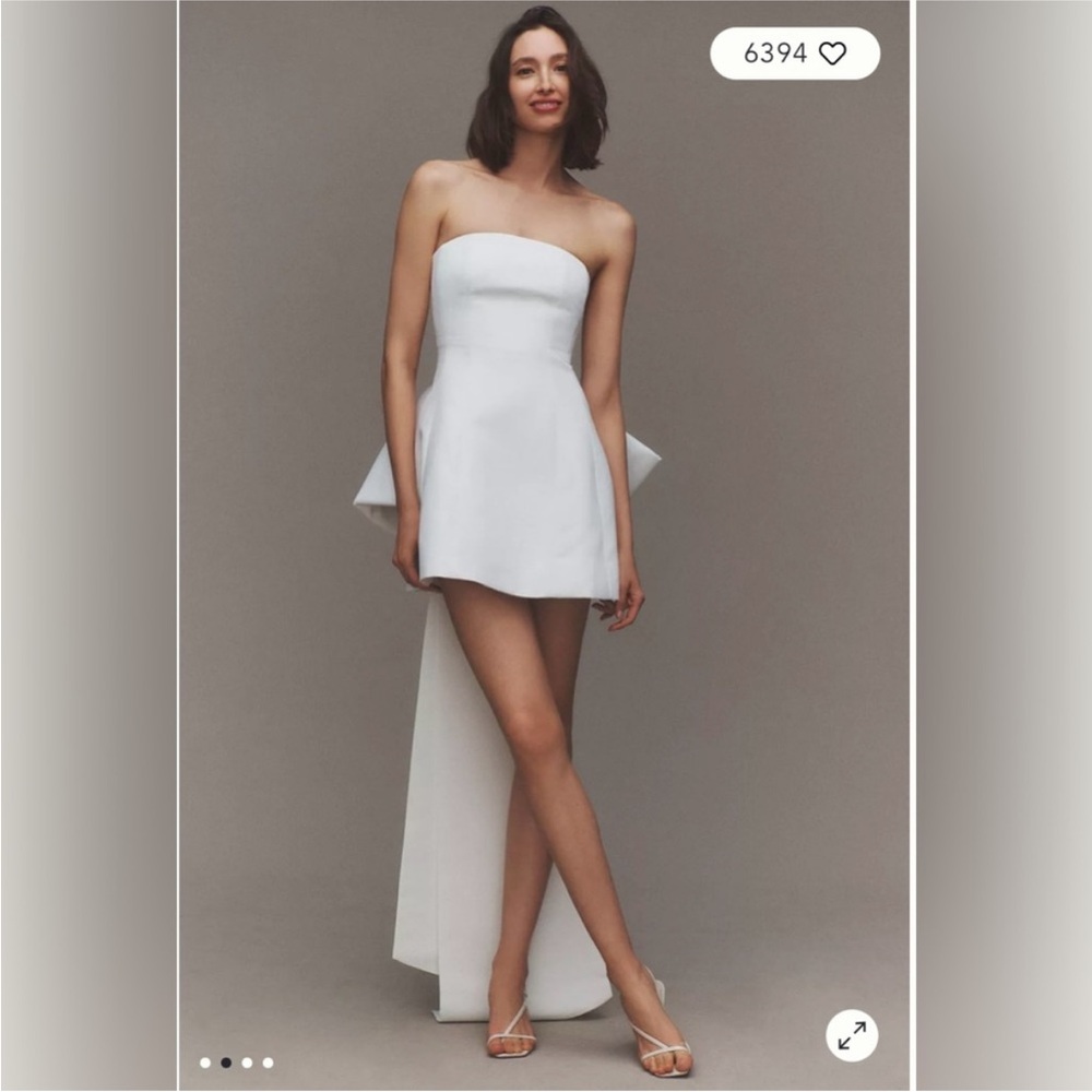 Sachin + Babi White Strapless Mini Dress with Oversized Bow - Picture 2 of 7